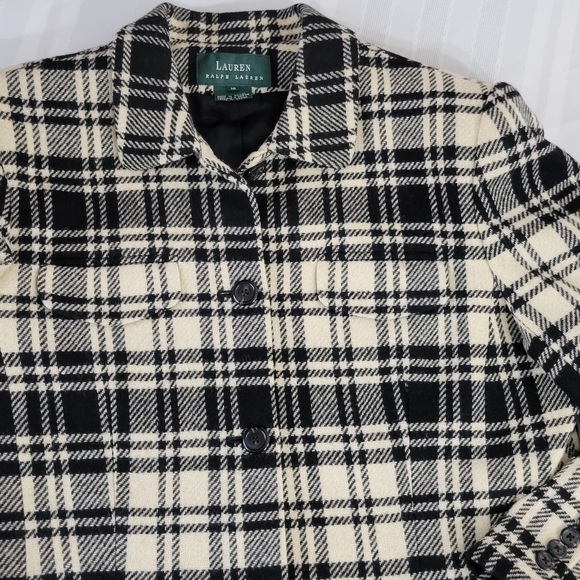 Lauren Ralph Lauren Women's 16 Plaid Tweed Black White Blazer Jacket - Picture 12 of 13